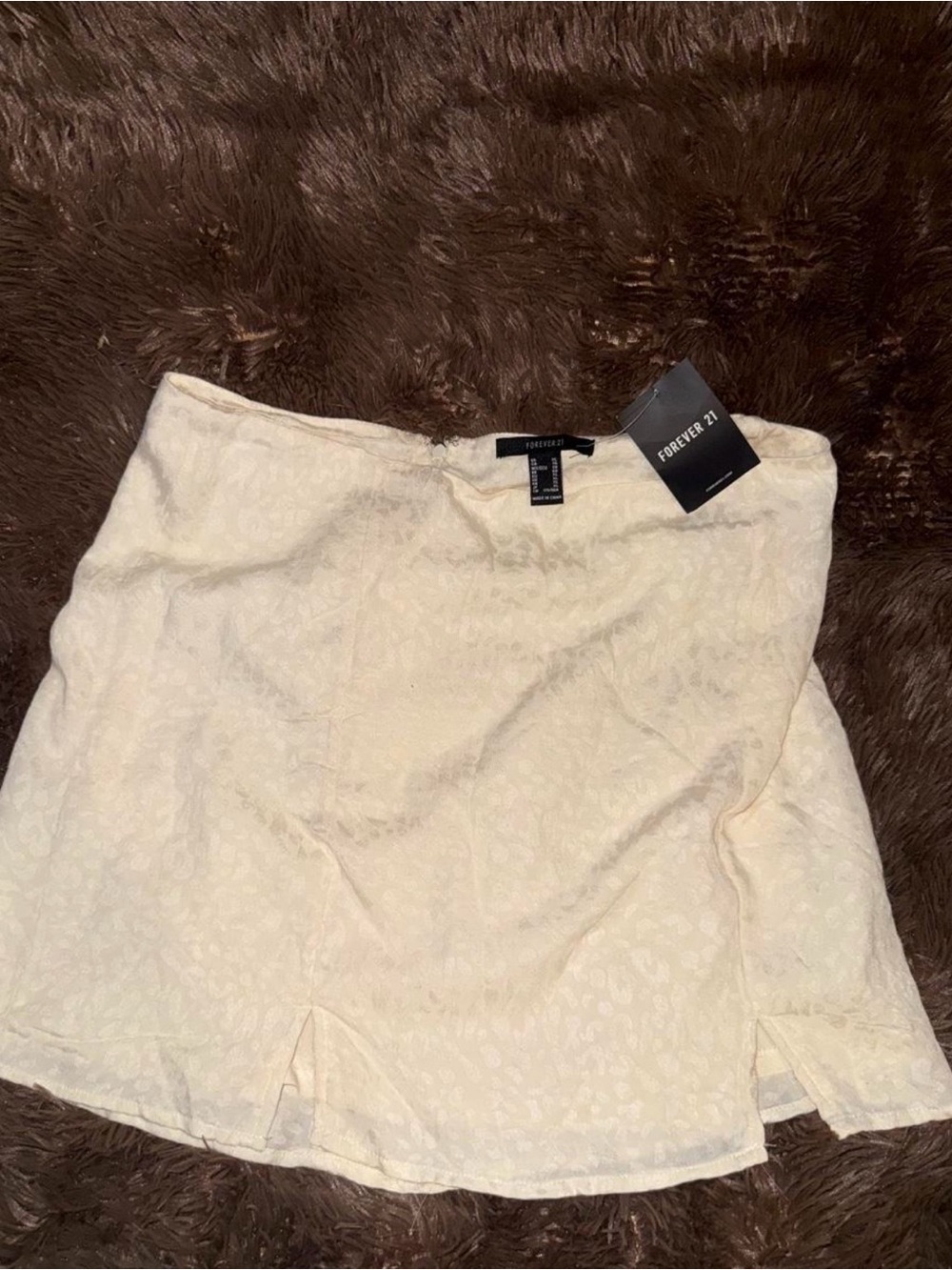 Forever 21 Ivory Mini Skirt with Subtle Jacquard Texture